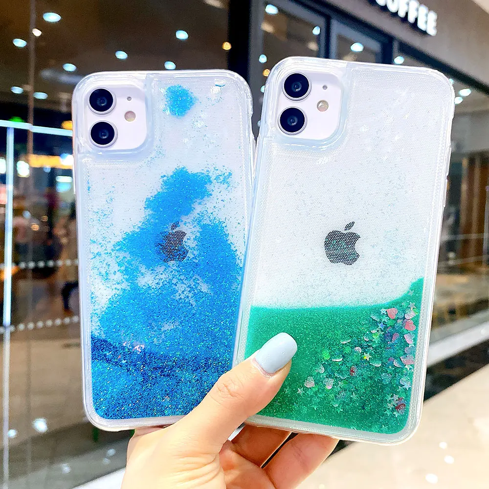 Чехол для iPhone 12 11 Pro Max SE 2020 мини чехлы XR X XS 7 8 6 6S Plus чехол с жидким песком на бампер