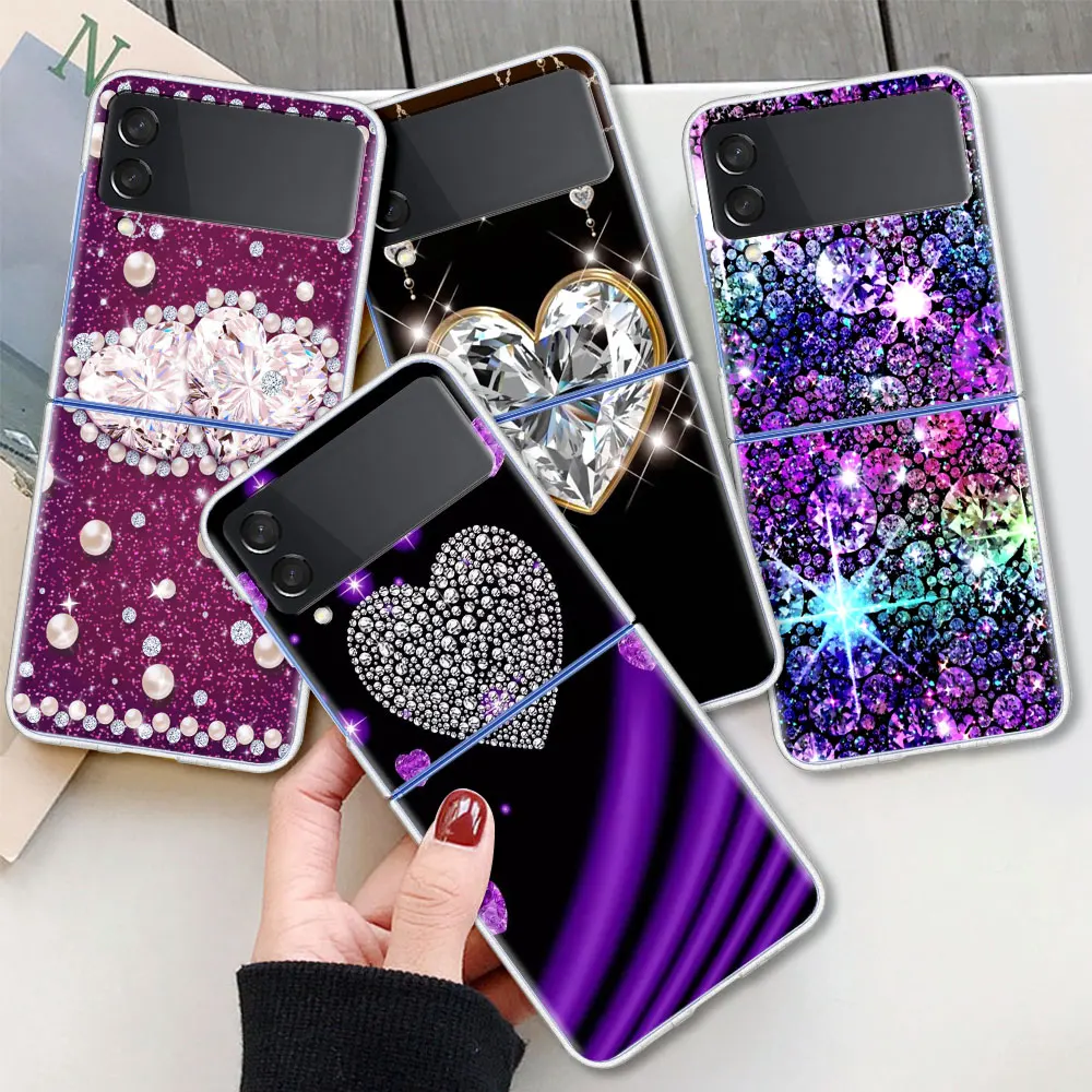 

Clear Case for Samsung Z Flip3 5G Phone Cover for Galaxy ZFlip 3 Hard Silicone Funda For Z Flip3 Capa Crystal Cool Diamond