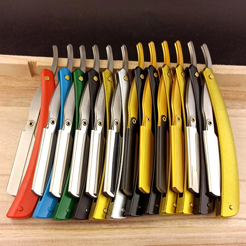 

Electroplate Stainless Steel Straight Razor ABS Handle Hand Made Safety Straight Razor Shaver Fit Half 74 Blade Edge Razor G0106