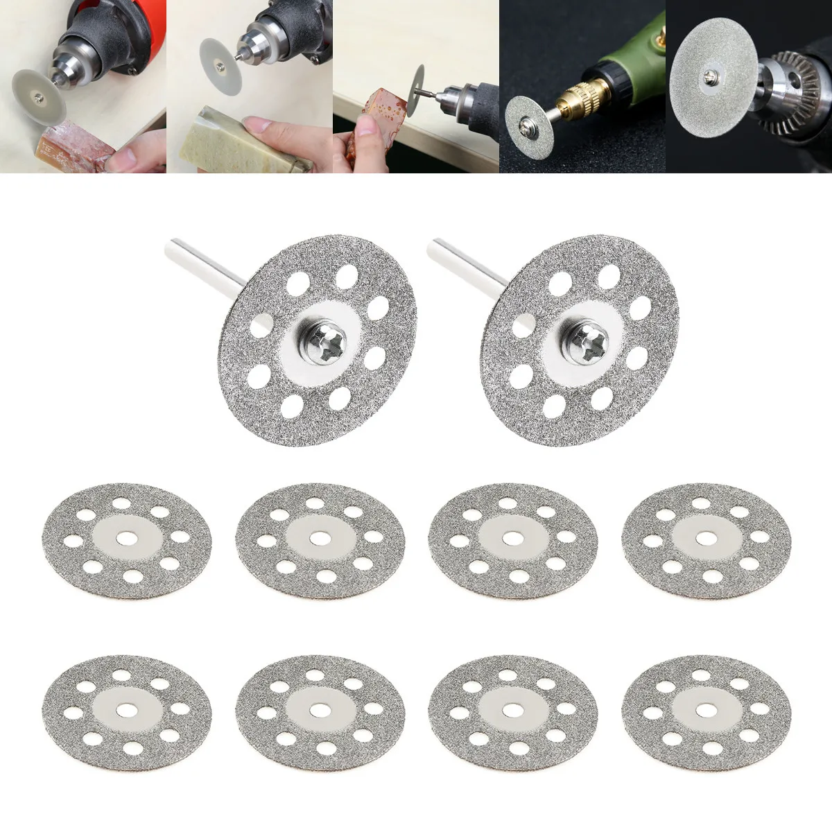 

10pcs/set 25mm Circular Saw Blade Rotary Power Tool Accessories Kit with Disc Holes and Fixed Rods for Glass Metal Cutting Disk