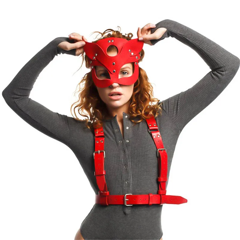 Женская кожаная портупея сексуальный красный пояс для чулок нижнее белье