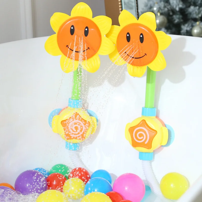 

New Bathing Tub Water Game Shower Head Spray Water Sunflower Shower Swimming Bath Toys For Baby Kids Funny Bathroom Faucet Toy