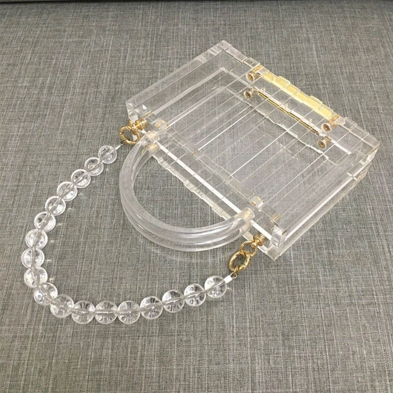 

Transparent Fashion Women Vertical Pattern Handbag Chain Shoulder Bag Luxury Party Prom Elegant Banquet Evening Dinner