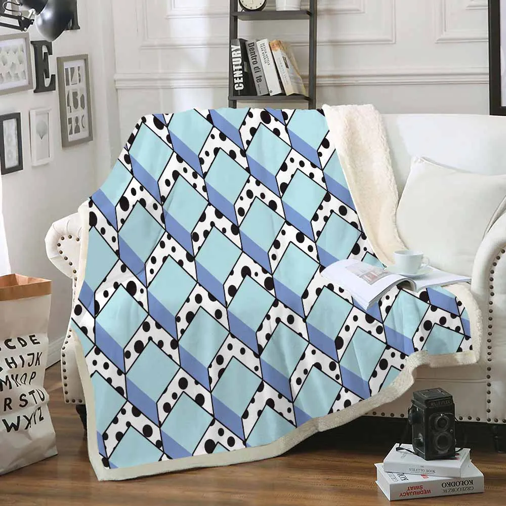 Геометрическое мягкое детское одеяло с ворсом полиэфирное шерпа Флисовое для