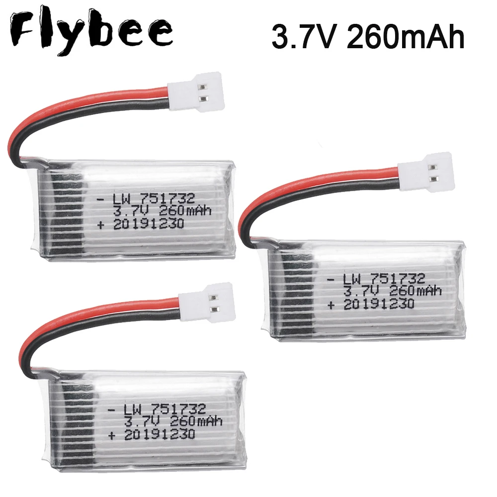 2/3/5/10 шт 3 7 V 260mAh Li po батареи для СИЦ H8 мини Квадрокоптер с дистанционным