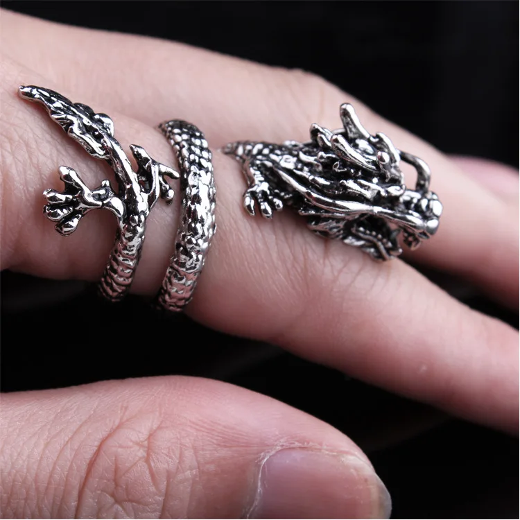 

Cool Opening Rings Unisex Ring Men Women Jewelry Adjustable Sterling Dragon Ring Good Gifts Alloy Animal Metal Unisex