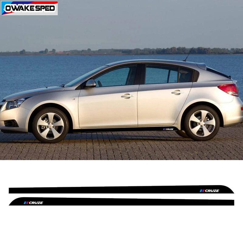 

Виниловые наклейки на дверь автомобиля, 2 шт., наклейки на боковые полосы для автомобиля, гоночные Стильные наклейки для Chevrolet-Cruze, аксессуары...