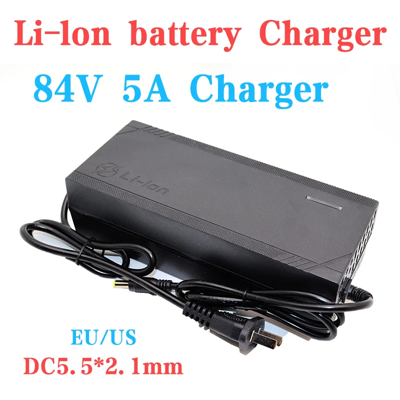 

84V 5A Li-ion Li-polymer charger for 20S 72V 18650 21700 Li-ion battery electric vehicle scooter charger with fan AC 110-240V