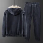 Мужской зимний флисовый спортивный костюм, толстовка с капюшоном и штаны, размеры 8XL