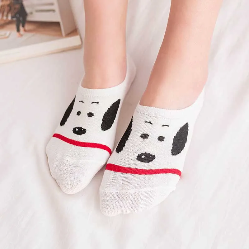 Простые женские короткие носки с Snoopy из мультфильма; удобные хлопковые короткие Дышащие носки с закрытым носком; нескользящие чулочно-носочные изделия