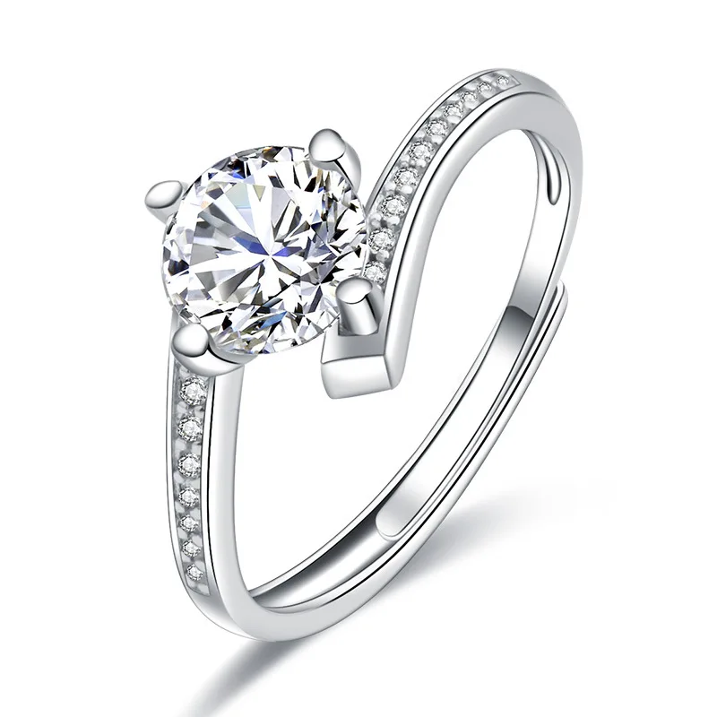 

Openable ring ring ladies one-carat simple style Chinese net red recommends imitation Moissan diamonds to give her a gift