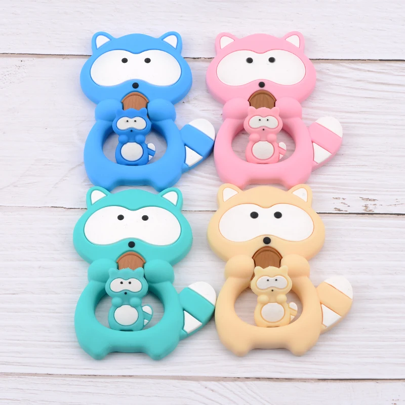 LOFCA, силиконовый Прорезыватель для зубов из енота, Мультяшные аксессуары для соски, пищевая, без бисфенола, для детских игрушек, безопасное кормление, сделай сам, изготовление ожерелья