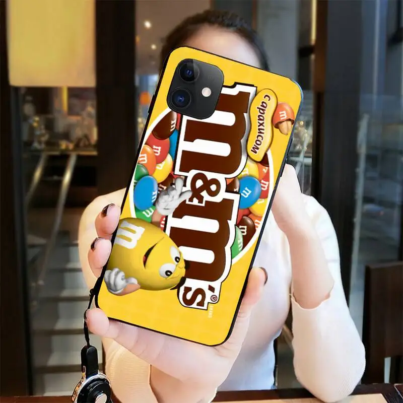 Коробка конфет M &amp M's Черная мягкая крышка чехол для телефона iPhone 11 pro XS MAX 8 7 6 6S