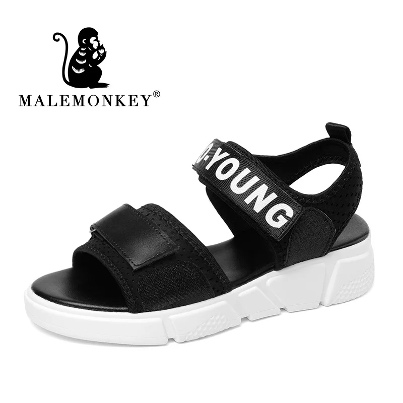 

MALEMONKEY Fashion Open-toed Platform Flat Sandals Women Shoes Walking 2020 Summer Comfort Women Sandals Ladies New 922116