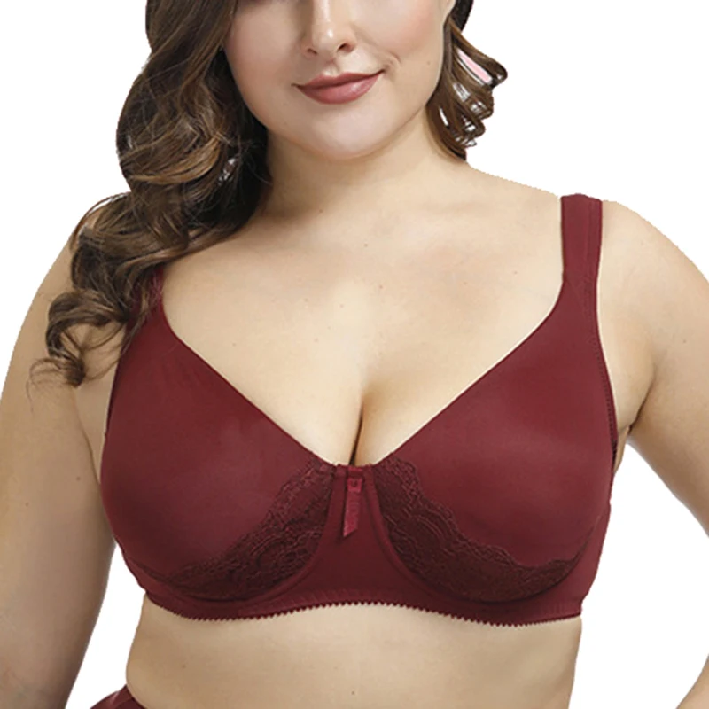 

Для женщин полный охват на подкладке Пуш Ап Бюстгальтер с вышивкой широкие бретели бюстгальтер-минимайзер для женщин, 38, 40, 42 C, D, цвет красно...