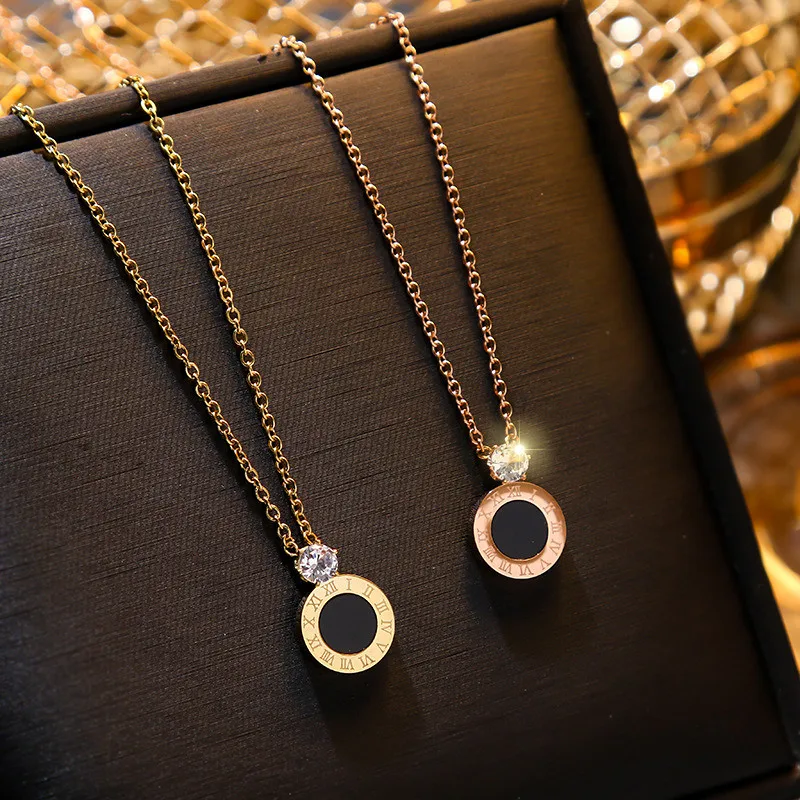 Классический жгут из нержавеющей стали с кулоном в римских цифрах, модное украшение для женщин, ювелирные изделия, прекрасный подарок.