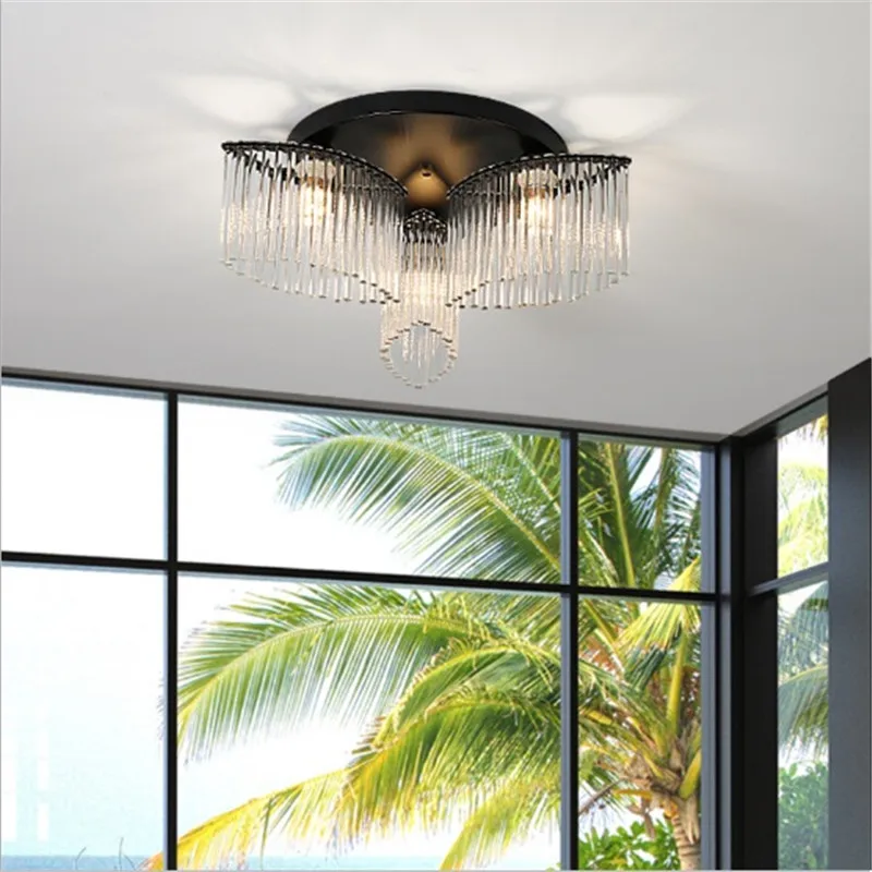 Post-modern light luxury crystal ceiling lamp beautiful bedroom living room atmosphere simple European style 2020 new | Освещение
