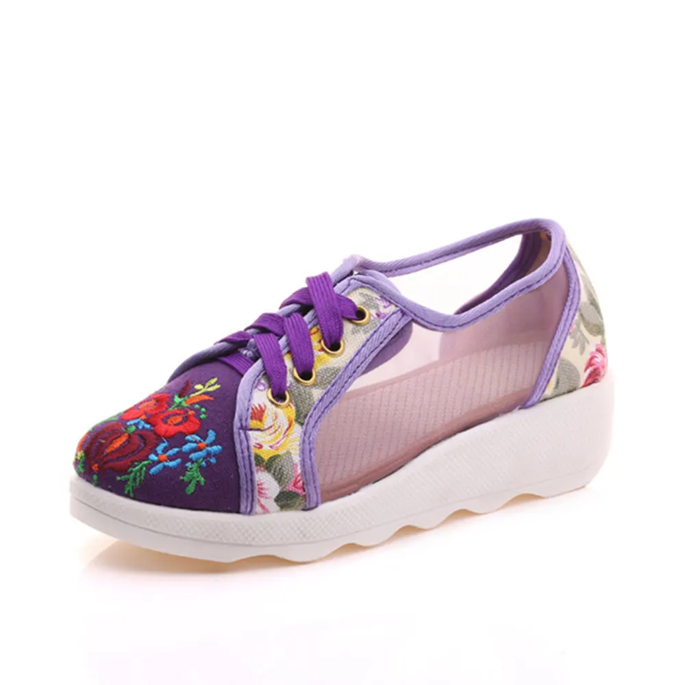Veowalk/летние женские кроссовки из газовой ткани с цветочной вышивкой Удобные