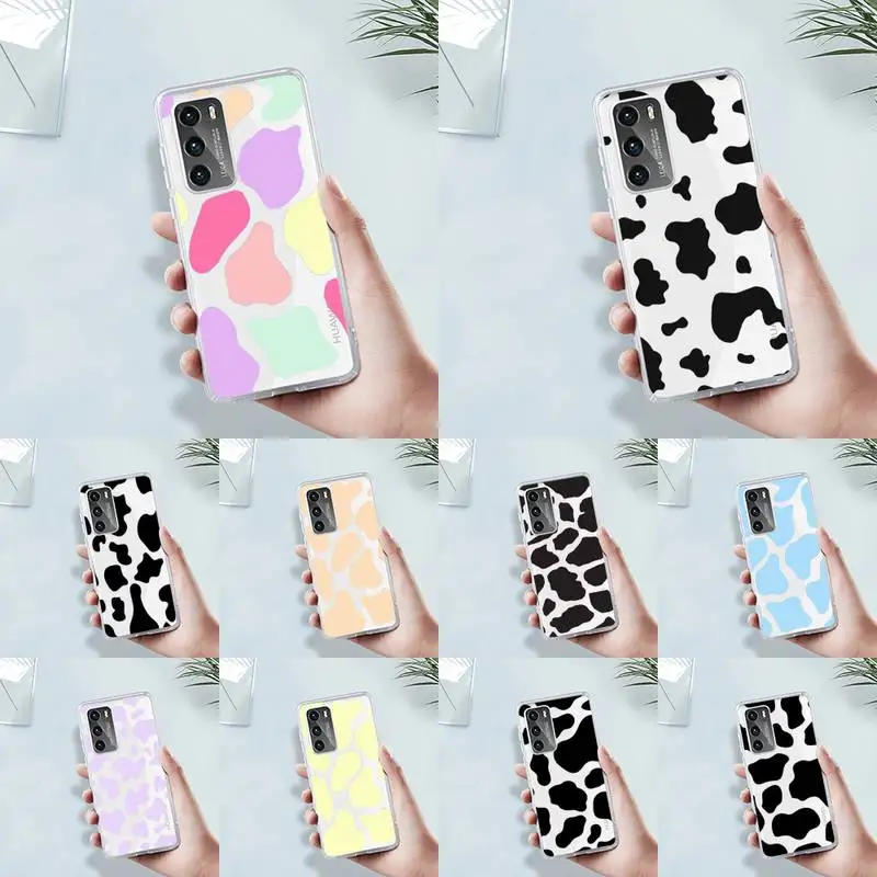 

Cow color Print fashion Pattern texture Phone Case Transparent For Huawei 8 7 6 5 4 3 2 pro SE i E Soft TPU Clear Bags Coque