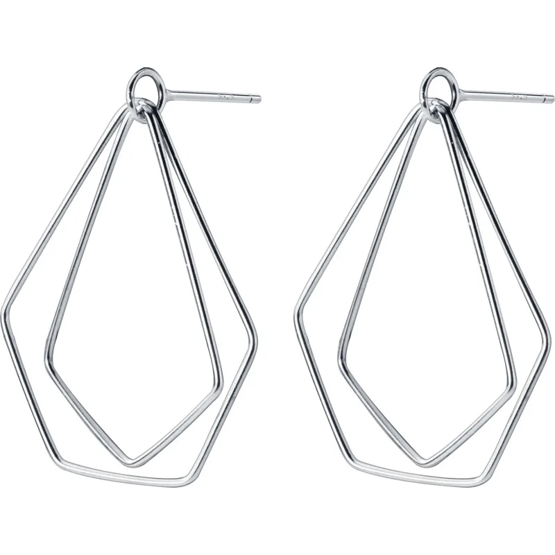 

100% Real 925 Sterling Silver Color Hollow Geometry Dangle Earrings for Women Girls Daughter Fashion Jewelry Gift G1158