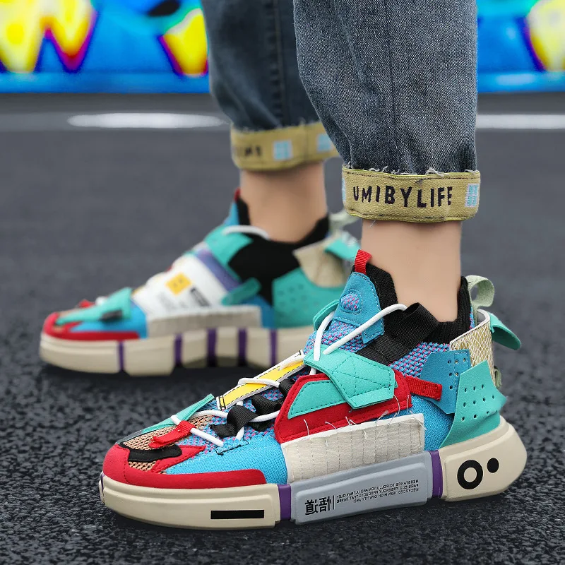 2020 Designer Chunky Sneakers Men High top Fashion Superstar Sports Shoes Hip-hop Stitch Breathable Platform Mens Trainers Shoes