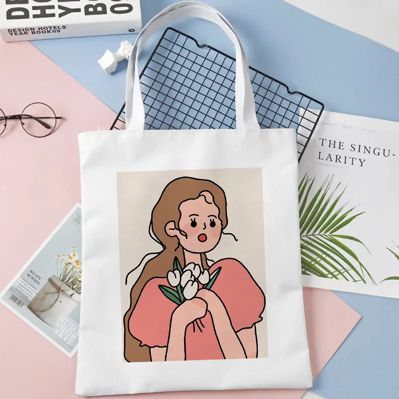 

Холщовая Сумка для женщин, универсальная вместительная модная сумочка для покупок в колледжском стиле, повседневные Экологичные дамские т...