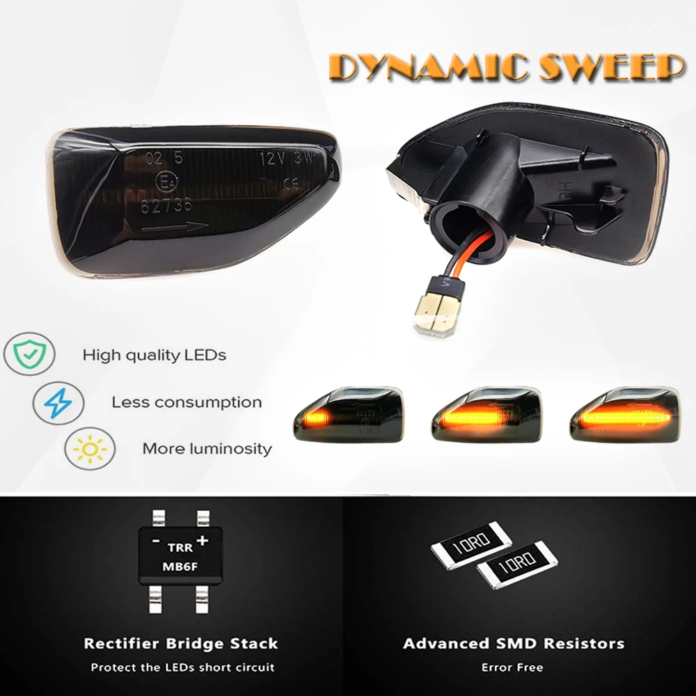 

LED Repeater Side Marker Turn Signal Indicator Lights For Dacia Duster Logan MCV MK2 Sandero Stepway 2PCS
