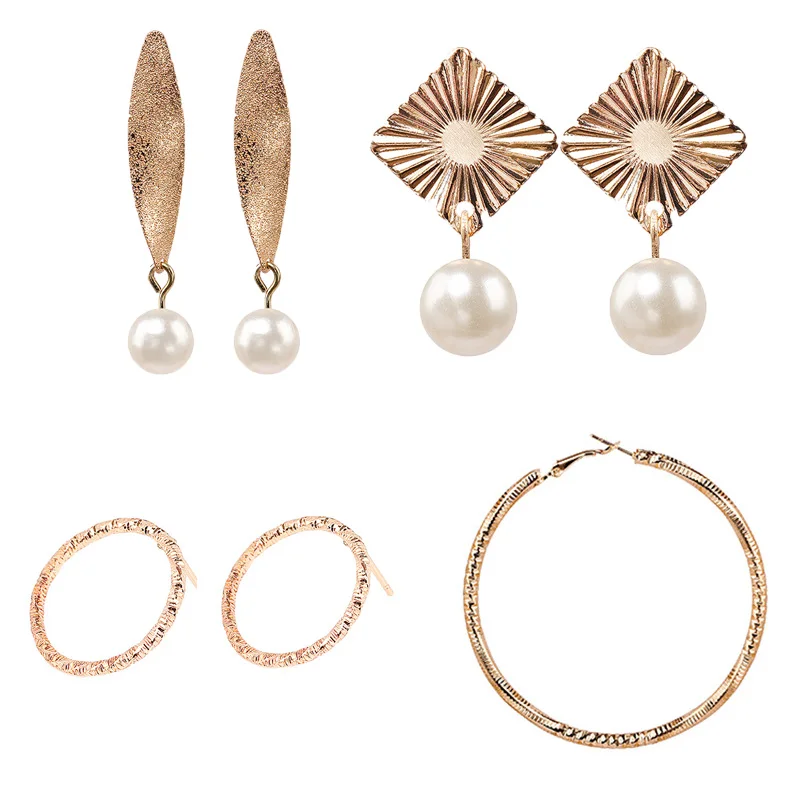 Повседневные миниатюрные серьги металлические Геометрические элементы яркая