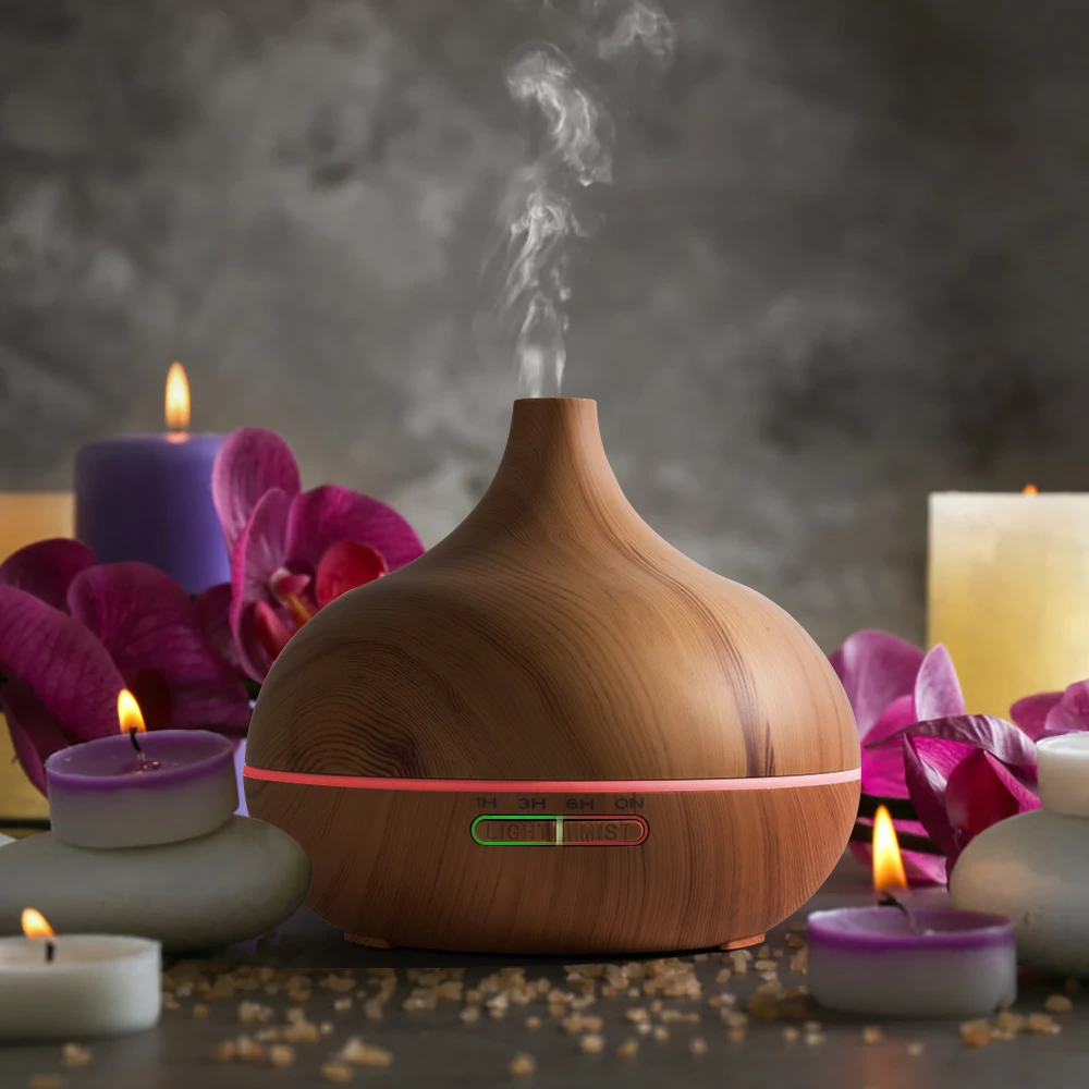 

400ml remote control aroma oil diffuser wood electric humidifier ultrasonic xiomi air humidifier aromatherapy mist maker home