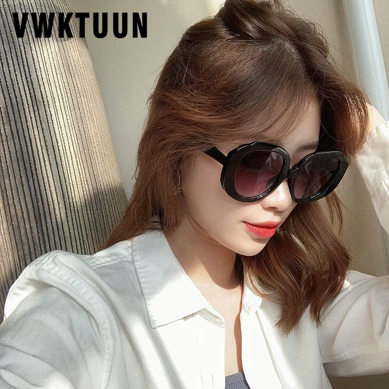 

VWKTUUN Sunglasses Women Oversized PC Frame Sun glasses For Female Eyewear Driver Round Glasses Star Style Sunglasses