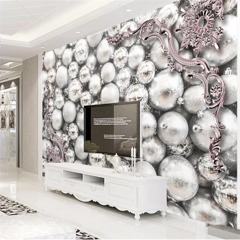 

wellyu Custom Wallpaper 3D column jewelry pearl metal relief TV background wall 3d wall papers home decor papel tapiz behang