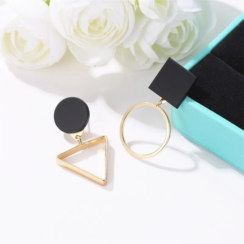 Новинка модные асимметричные серьги для женщин Круглый треугольный дизайн