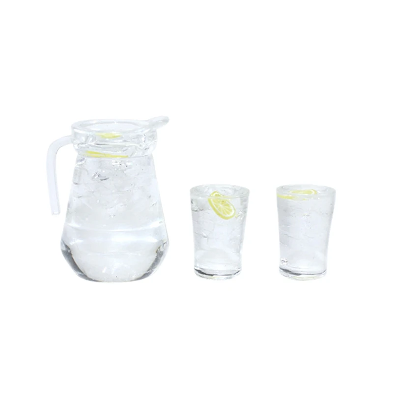 

1/12 Dollhouse Miniature Accessories Mini Lemonade Kettle Cup Set Simulation Drink Model Toys