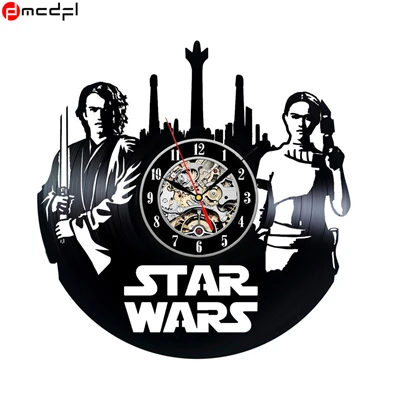 Домашний живой звезда йода WarsClock CD Виниловая пластинка настенные часы Декор 3D Висячие часы Вейдер украшения - Цвет: 13
