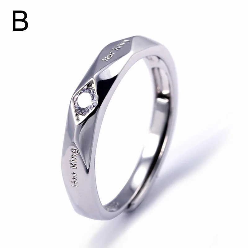 Модные парные кольца серебряного цвета с надписью ее король и его королева