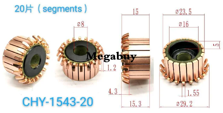 8x23 5x15 3 мм 20p медные бары Генератор Электрический мотор Commutator медный