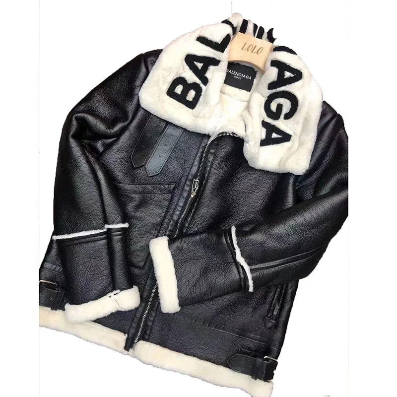 

2021 Winter New Women's High Quality PU Coat Plus Size Thick Warm Lamb Fur Short Letter Tie Dye Woman Winter Coat