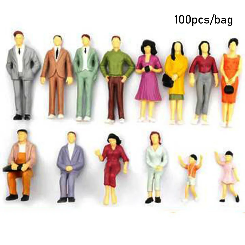 

100Pcs 1:100/1:150/1:75/1:50 Scale People Figures Mixed Color Pose Model Building Passengers Dollhouse Decorations Kids Toys