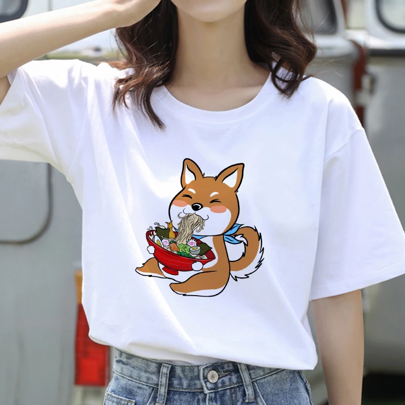 

Vogue Shiba Inu Tshirt White Shirt Women Harajuku Casual t shirts Streetwear Graphic Tops Tee Gift 90s Lady Yong Girl Drop Ship