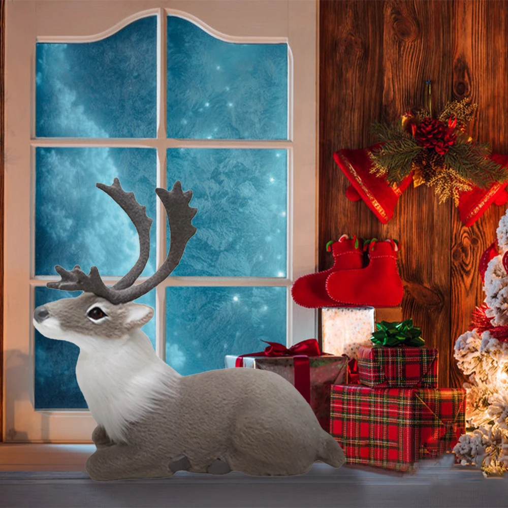 

Christmas Simulation Deer Plush Plastic Deer Simulated Christmas Reindeer Mini New Year Elk Fireplaces Display Window Kids Gift