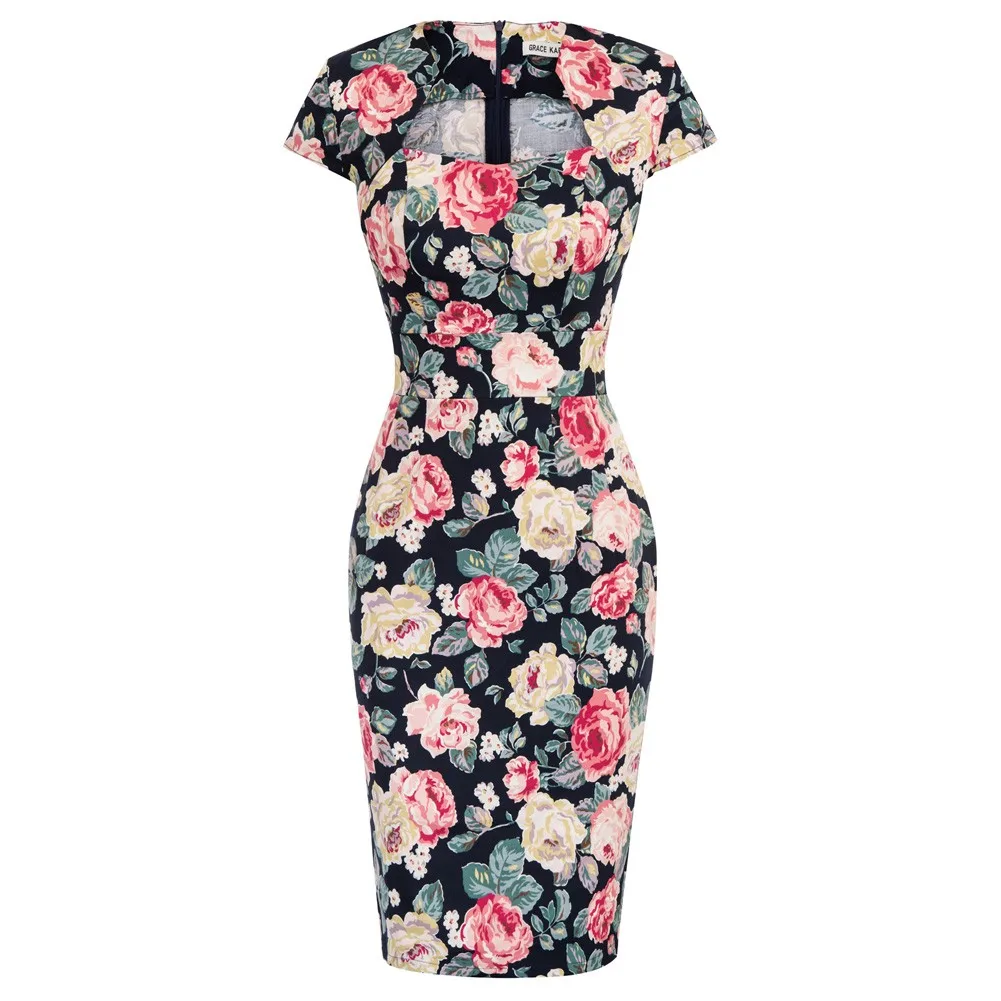 Женское платье в горошек Grace Karin винтажное облегающее карандаш вечерние платья