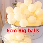 Рождественская сказочная гирлянда с хлопковым шариком 6 см, гирлянды, Рождественское украшение для дома и улицы, лампа для новогодней елки сделай сам