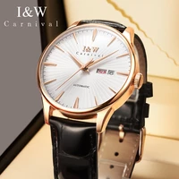 2022 new carnival top brand men automatic mechanical watches luxury sapphire grass waterproof leather watch relogio masculino