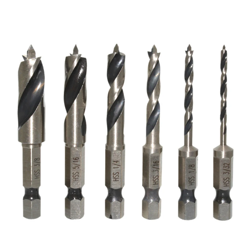 

6pcs M3-M10 Hss Auger Tap Countersunk Burr Set Metric Composite Bit New High Speed Steel Surface 1/4 Quick Replacement Hexagon