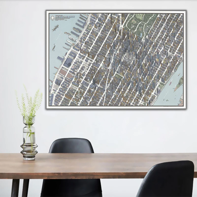 2000 карта Манхэттена Нью Йорк Америка Приключения карты холст картина плакат в