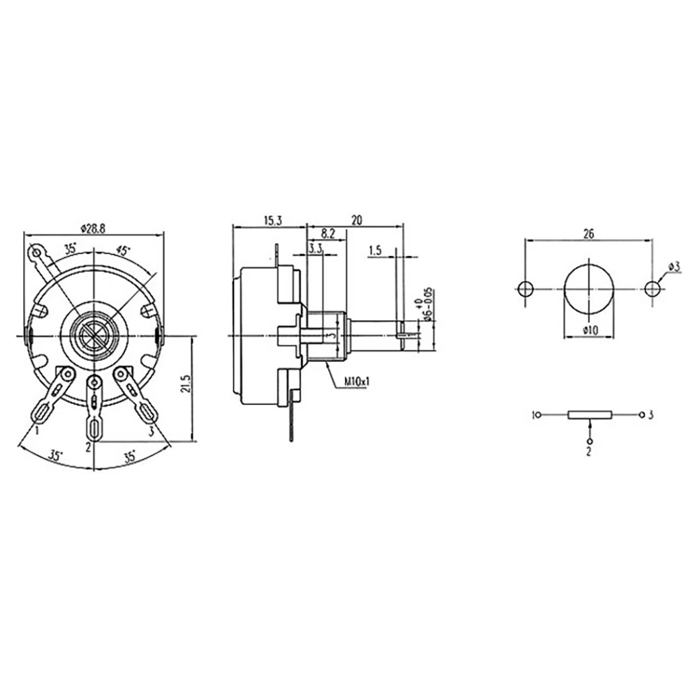 220K Ohm 2W 1A одноповоротный потенциометр из углеродной пленки + ручка весы WTH118 DIY