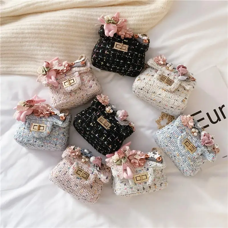 

Fashionable girls chain bag children rabbit mini Korean version all-match one-shoulder slanted woolen pocket wallet