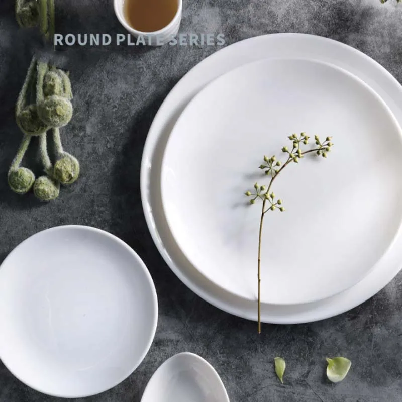 KINGLANG Classical White Melamine Round Flat Dinner Plate Wholesale Restaurant Tableware Set Buffet Tray | Дом и сад