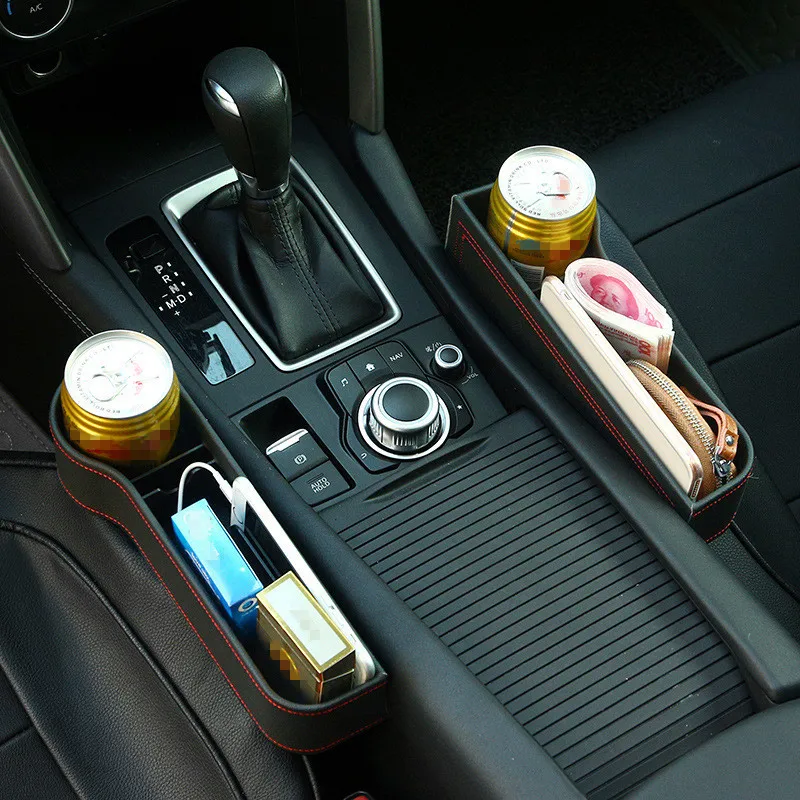 Leather car seat organizer Car gap storage box leak-proof storage cup holder For Wallet Phone Coins Keys Cards