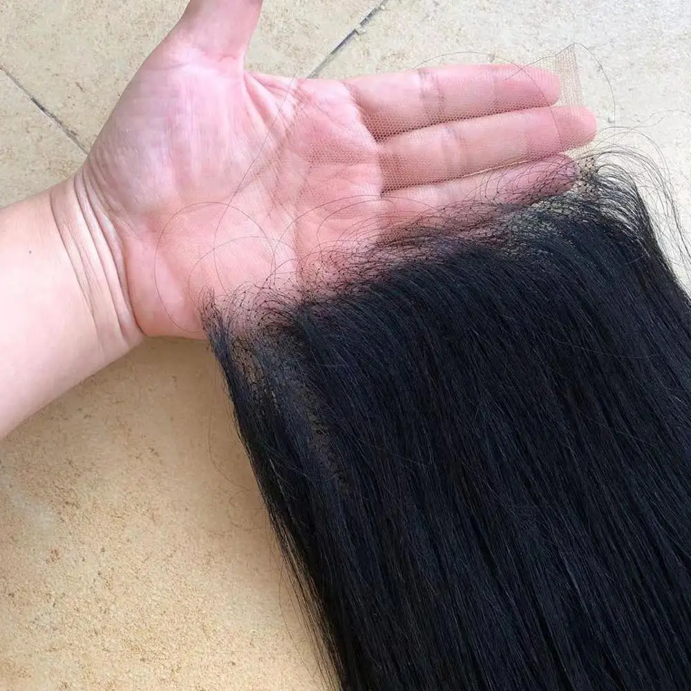 Невидимая 5x5 HD кружевная застежка прямые волосы Remy с детскими волосами Кожа